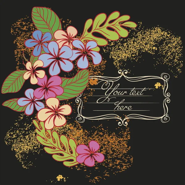 Vector Invitation Card with Flowers — Stok Vektör